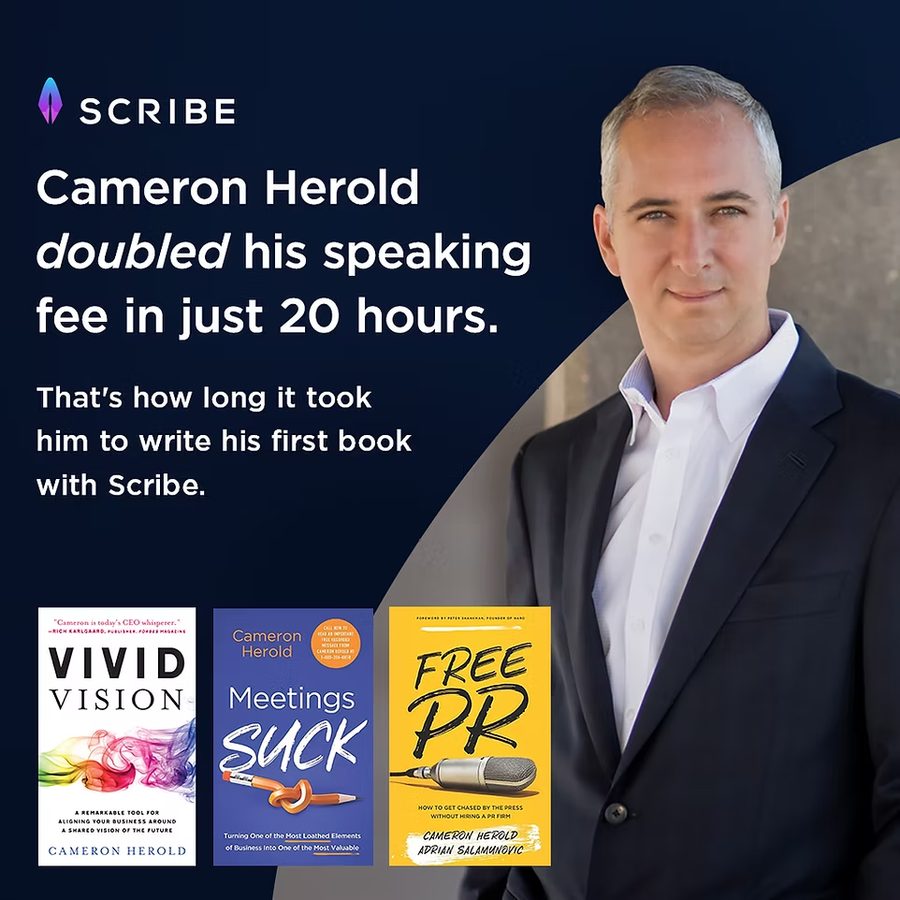 Cameron Herold print ad for Scribe Media.